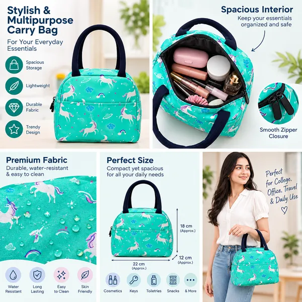 Turquoise_Polyester_Unicorn_Print_Handbag_For_Women