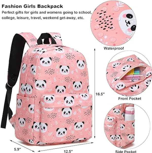 Pink_Polyester_Panda_Print_Backpack_For_Women