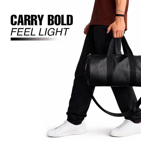 Black_Leather_Casual_Duffle_Bag_For_Unisex