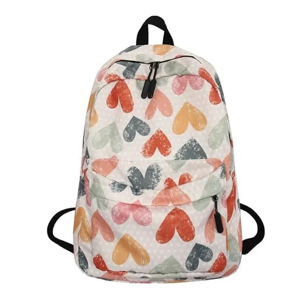White_Polyester_Multicolour_Heart_Print_Backpack_For_Women