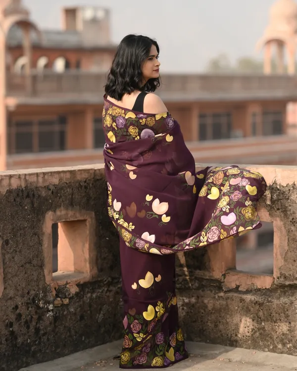 Maroon_Floral_Print_Saree_for_Women