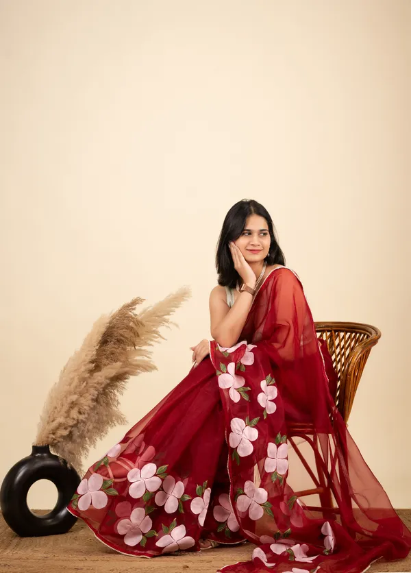 Red_Floral_Embellished_Saree_for_Women
