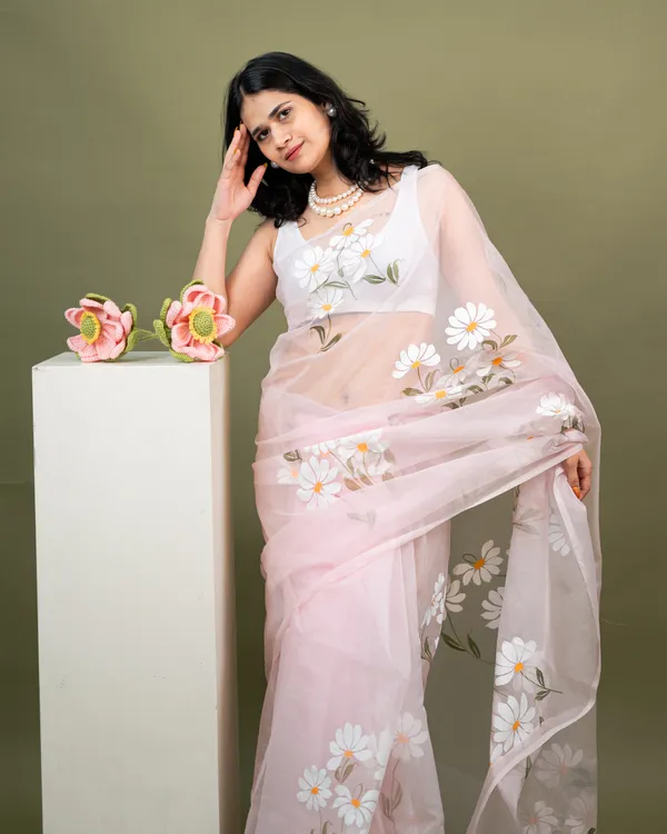 Pink_Organza_Floral_Saree_for_Women