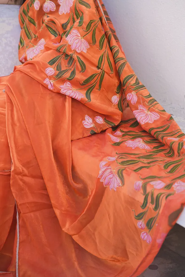 Orange_Floral_Print_Saree_for_Women