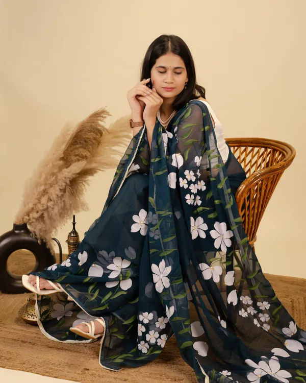 Navy_Sheer_Floral_Print_Saree_for_Women