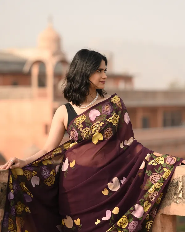 Maroon_Floral_Print_Saree_for_Women