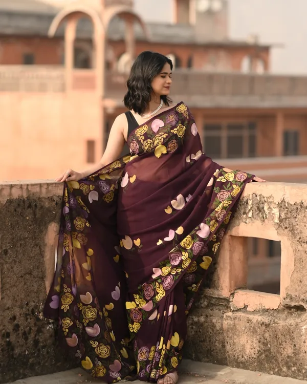 Maroon_Floral_Print_Saree_for_Women