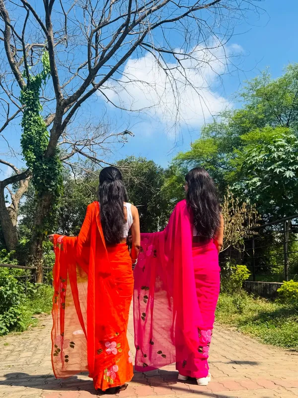 Orange_Floral_Print_Saree_for_Women