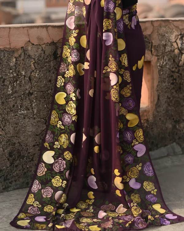 Maroon_Floral_Print_Saree_for_Women