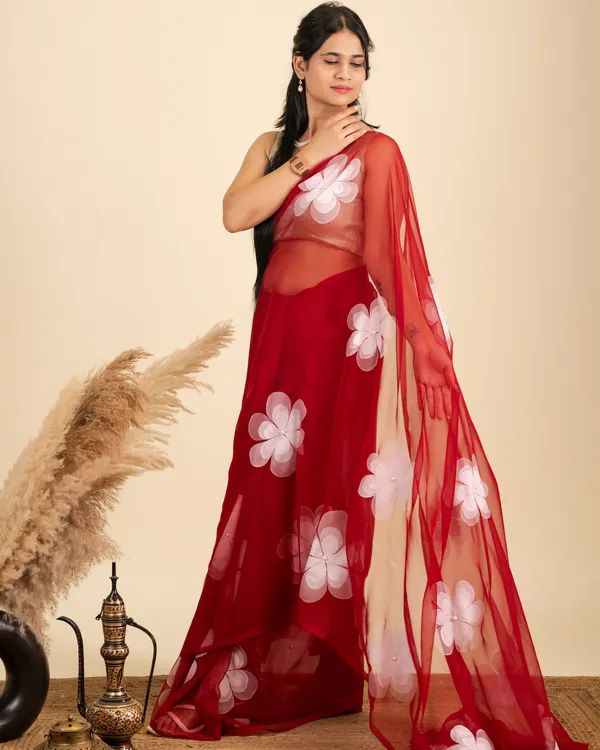 Red_Floral_Print_Saree_for_Women