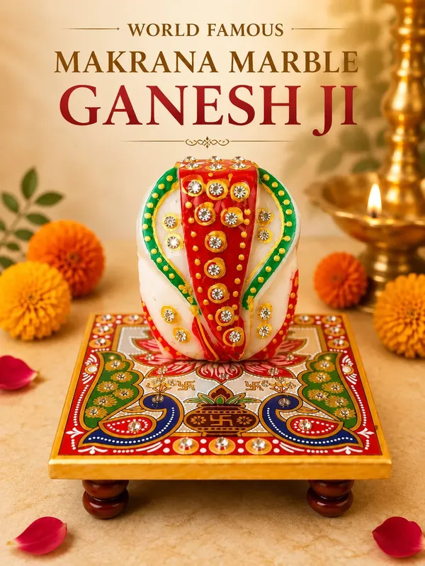 World_Famous_Makrana_Marble_Ganesh_Ji_With_Hand_Painted_Decorative_Chowki_Default_Title