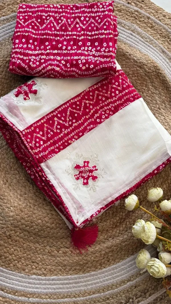 White_Chiffon_Bandhani_Saree_For_Women