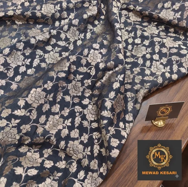 Navy_Jacquard_Floral_Unstitched_Fabric_for_Men