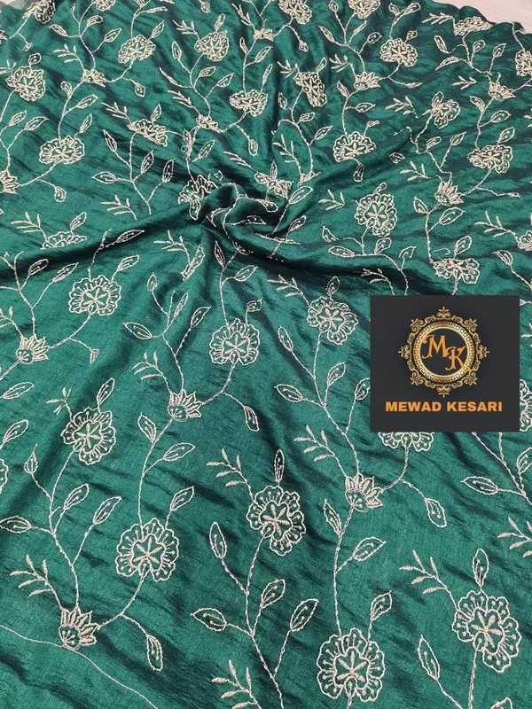 Green_Embroidered_Floral_Fabric_For_Women