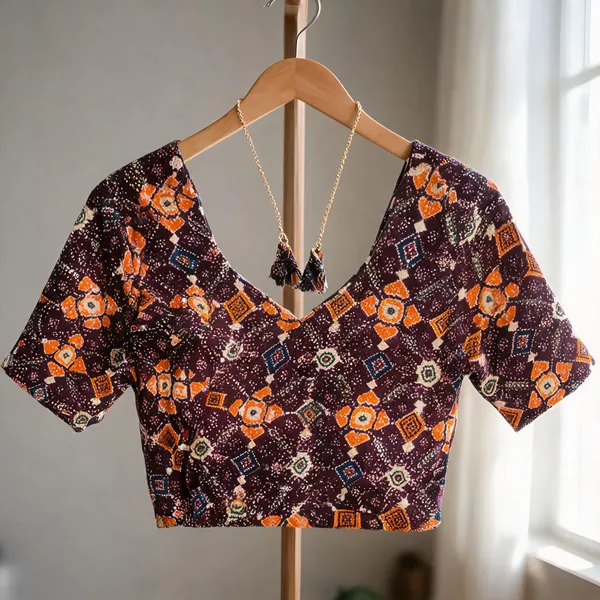 Purple_Printed_Tie-Up_Blouse_For_Women