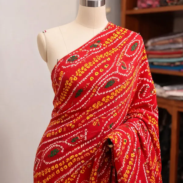 Red_Bandhani_Pattern_Saree_for_Women
