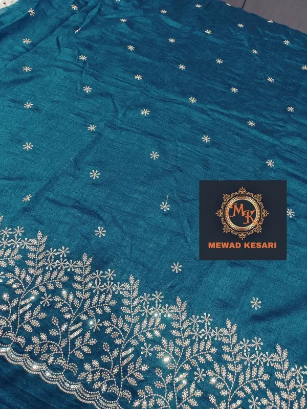 Teal_Embroidered_Traditional_Saree_for_Women
