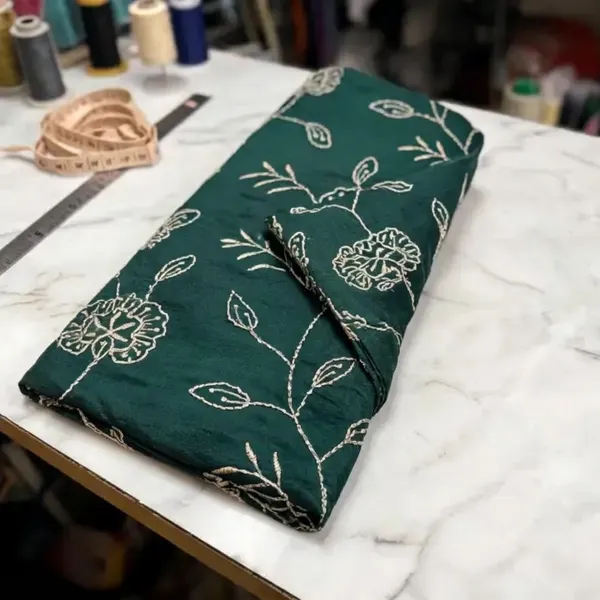 Green_Embroidered_Floral_Fabric_For_Women
