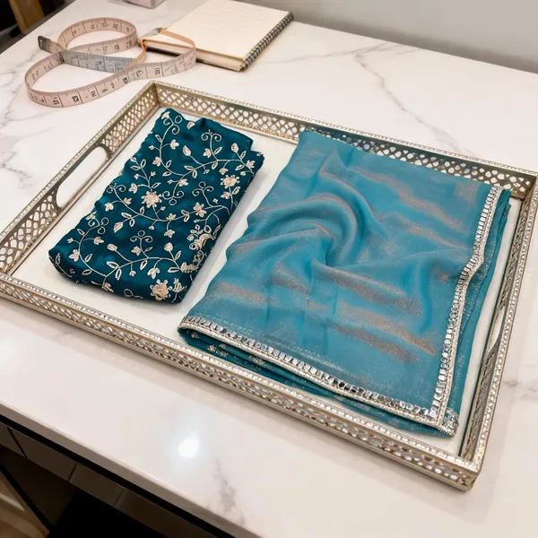 Turquoise_Embroidered_Saree_for_Women