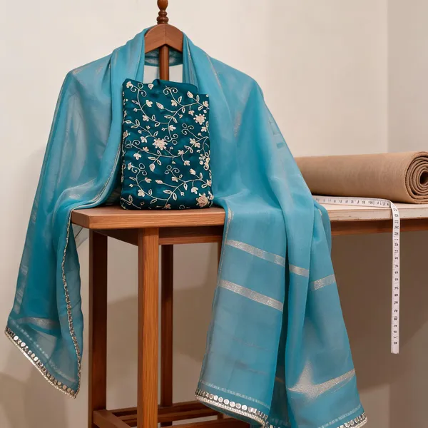 Turquoise_Embroidered_Saree_for_Women