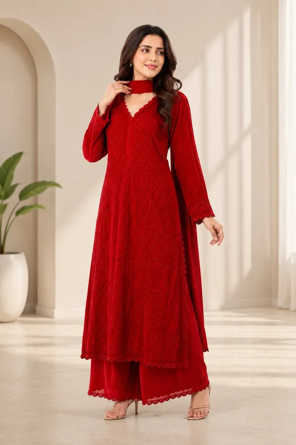 Red_Velvet_Anarkali_Suit_Set_For_Women