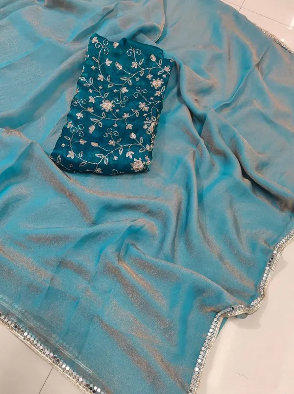 Turquoise_Embroidered_Saree_for_Women