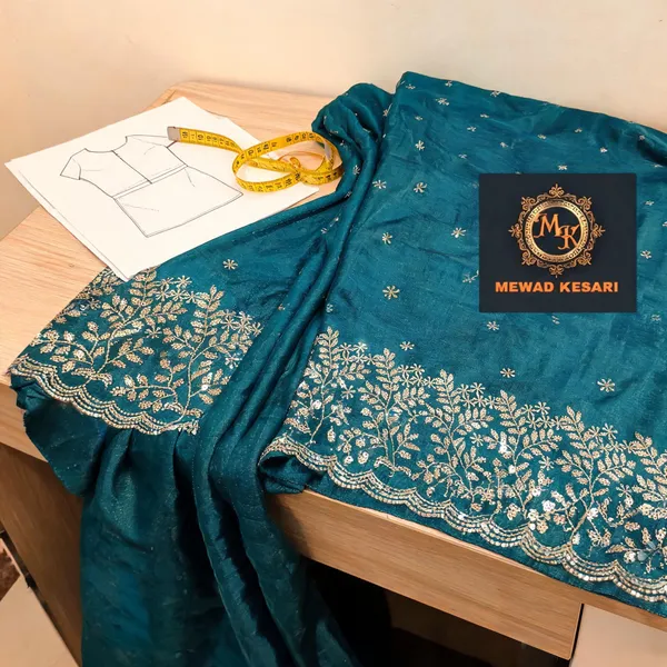 Teal_Embroidered_Traditional_Saree_for_Women