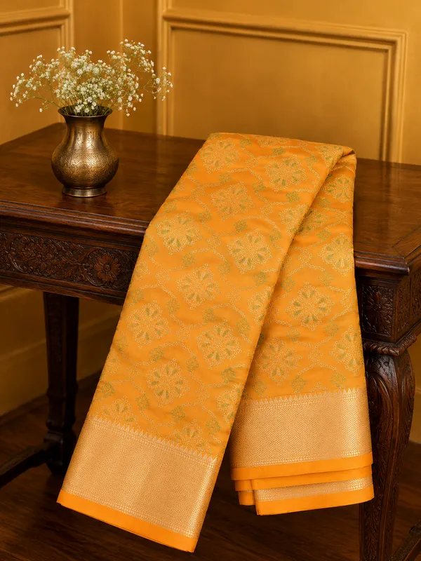 Patola_Silk_Saree_Deep_Saffron