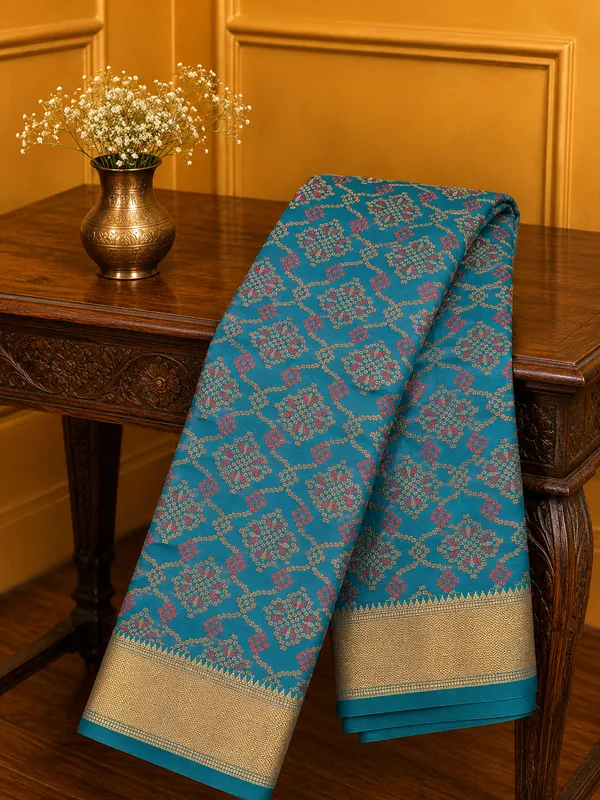 Patola_Silk_Saree_Fountain_Blue