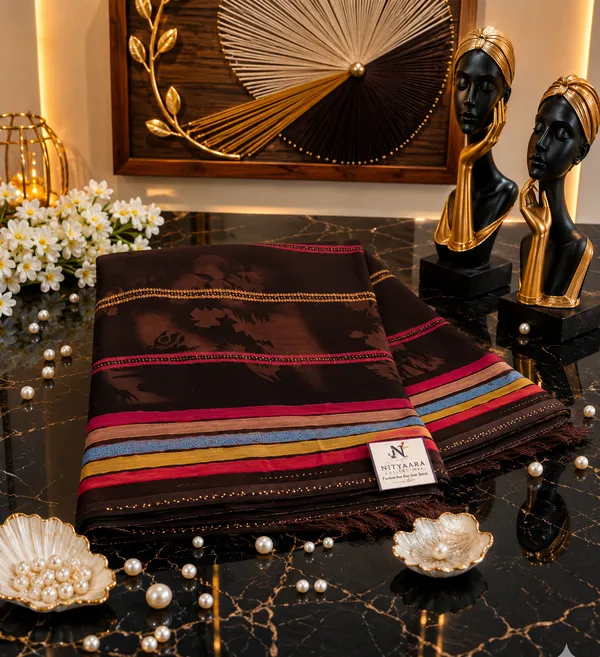 Chiffon_Designer_Sarees_Woody_Brown