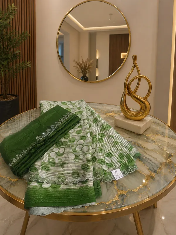 Georgette_Designer_Saree_Camo_Green