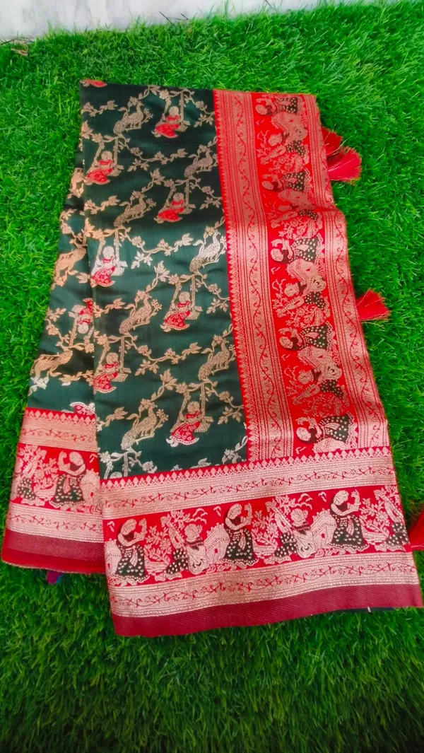 Banaras_Silk_Saree_Dark_Green