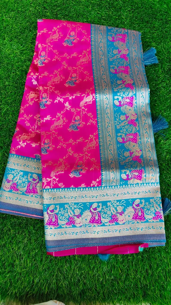 Banaras_Silk_Saree_Dark_Hot_Pink