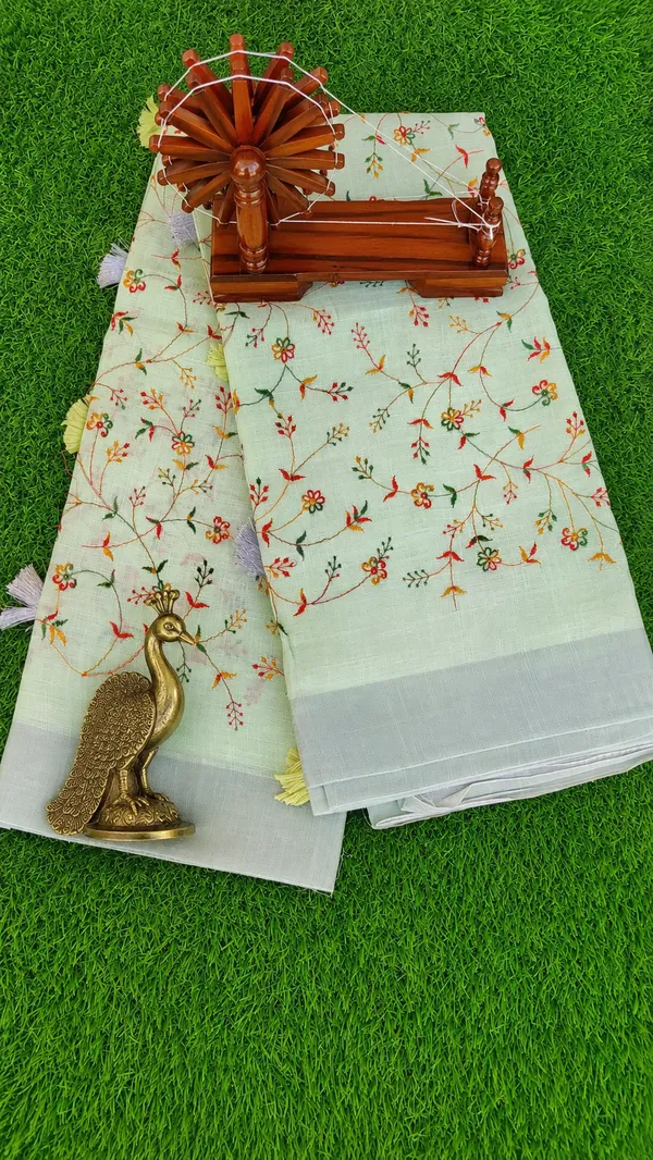 Khadi_Cotton_Saree_Sea_Mist