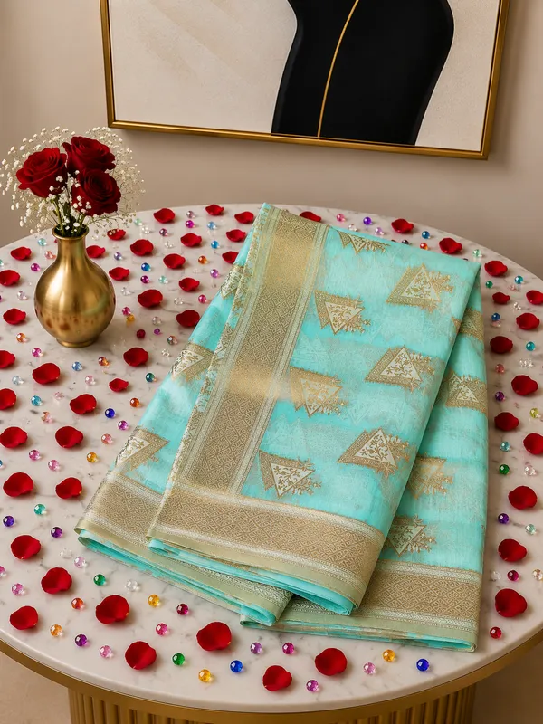 Kota_Silk_Saree_Cyan_Opaque