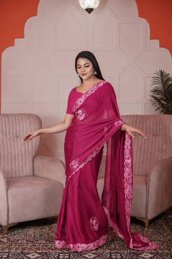 Chiffon_Designer_Saree_Pink_Lemonade