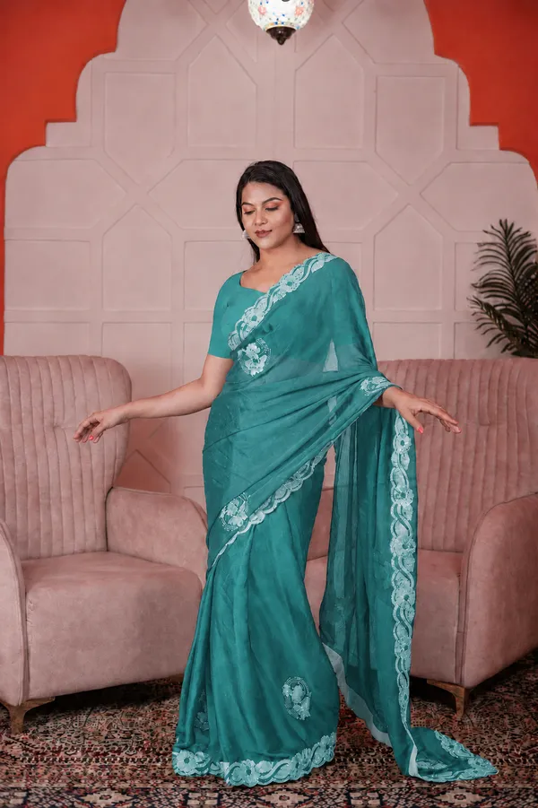 Chiffon_Designer_Saree_Sea