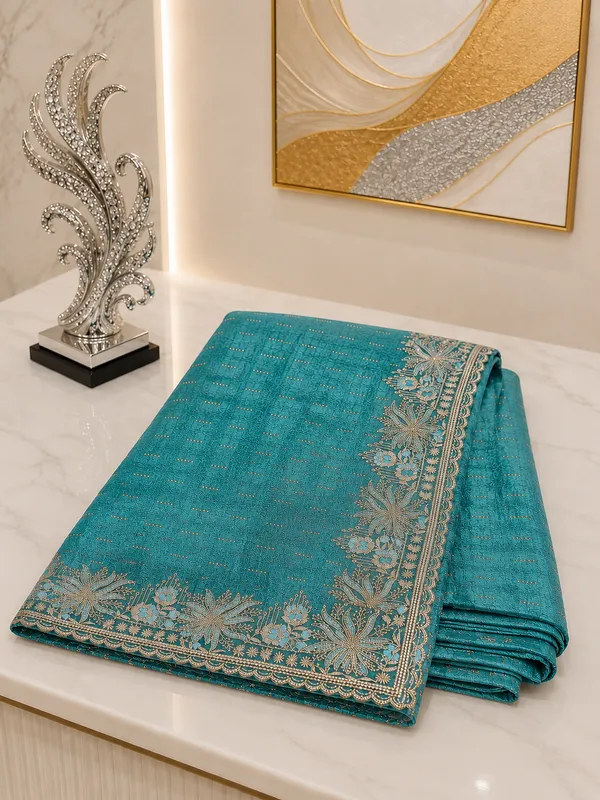 Soft_Shimmer_Chiffon_Saree_Eastern_Blue