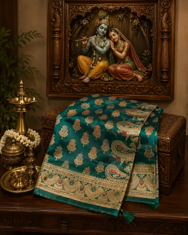 Banaras_Silk_Saree_Deep_Aqua
