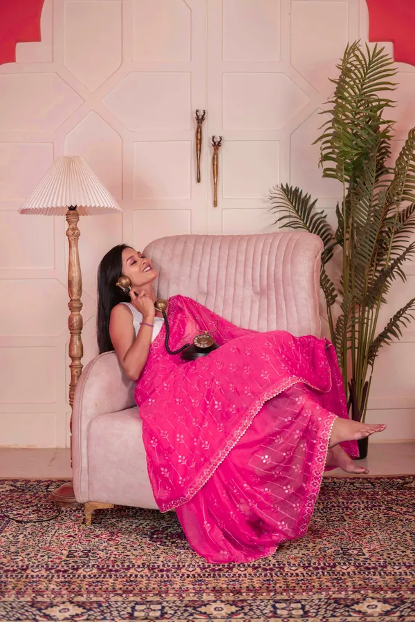 Pure_Georgette_Designer_Saree_Dark_Hot_Pink