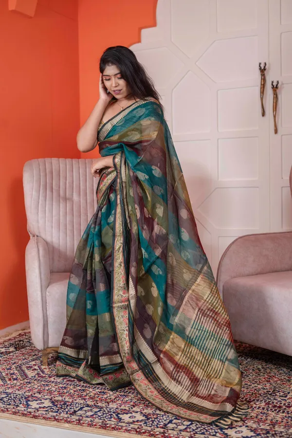 Tissue_Silk_Saree_Deep_Sea_Green
