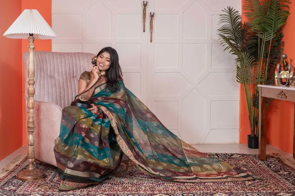 Tissue_Silk_Saree_Deep_Sea_Green