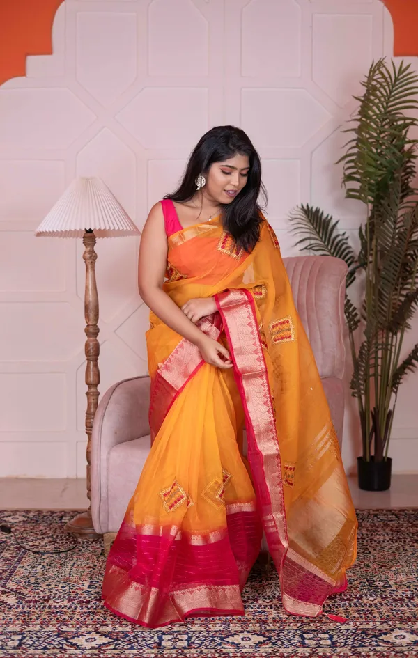 Tissue_Silk_Sarees_Deep_Saffron