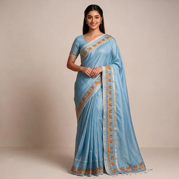 Ice_Blue_Malgalgiri_Silk_Tanjore_Painted_Saree_For_Women