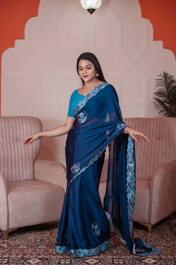 Regal_Blue_Chiffon_Floral_Patchwork_Designer_Saree_For_Women