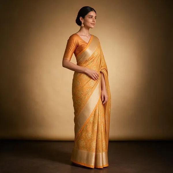 Deep_Saffron_Patola_Silk_Saree_For_Women