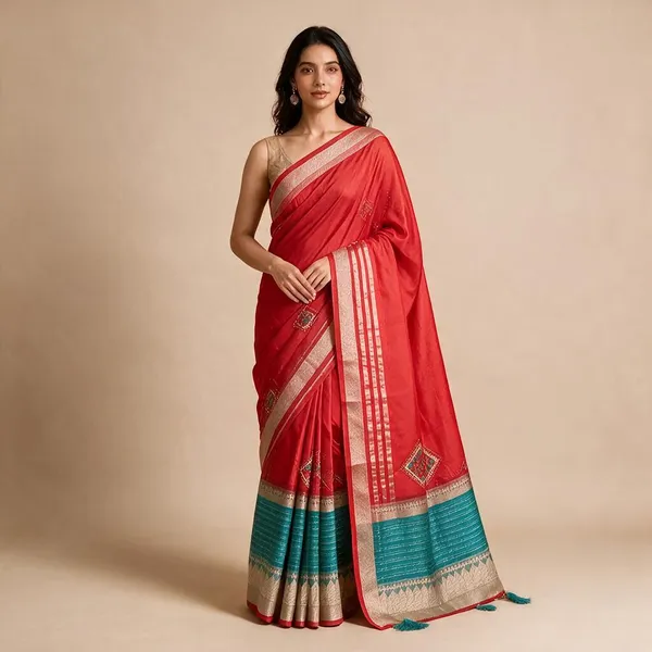 Strawberry_Tissue_Silk_Zari_Saree_For_Women