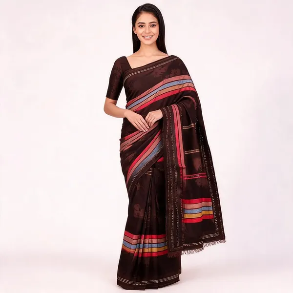 Woody_Brown_Chiffon_Designer_Saree_For_Women