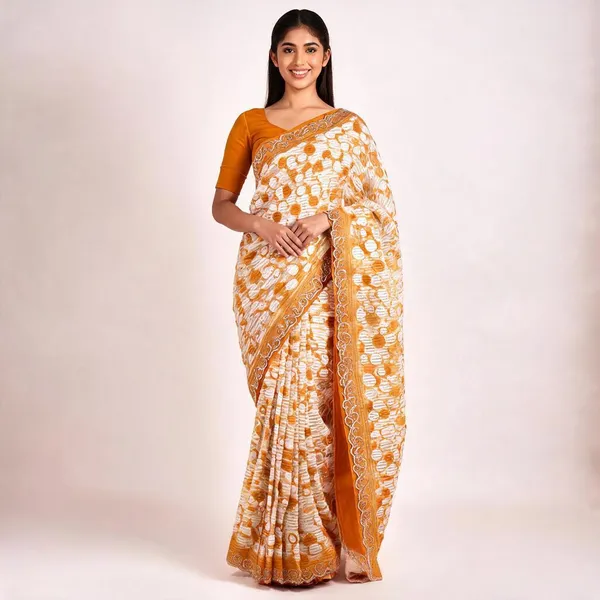 Copper_Georgette_Swarovski_Designer_Saree_For_Women