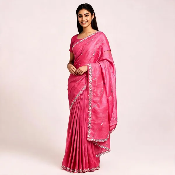 Deep_Rose_Glass_Tissue_Dual-Tone_Saree_For_Women